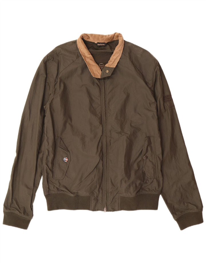 BARBOUR Veste Bomber Homme UK 40 Large Kaki Polyamide