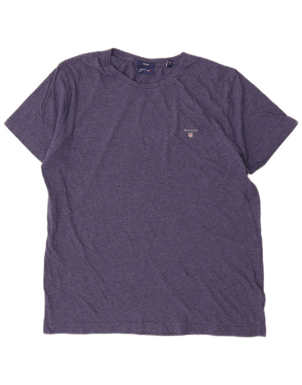 Gant Homme Regular T-Shirt Top Large Bleu Marine Moucheté Coton