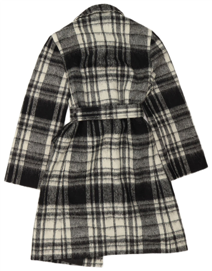 Benetton Pardessus Femme IT 44 Laine À Carreaux Noir Moyen