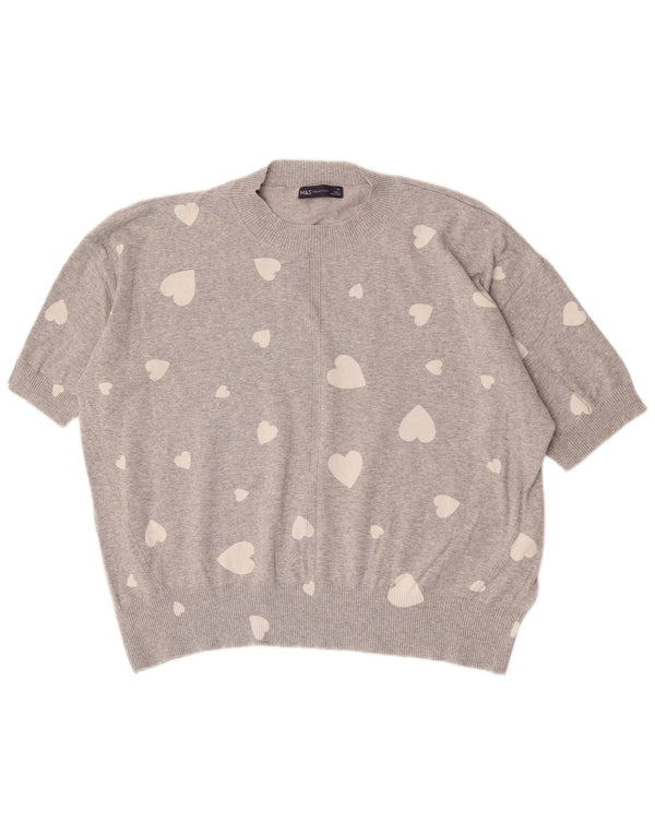 Marks & Spencer Pull à manches courtes et col roulé pour femme UK 18 XL Gre