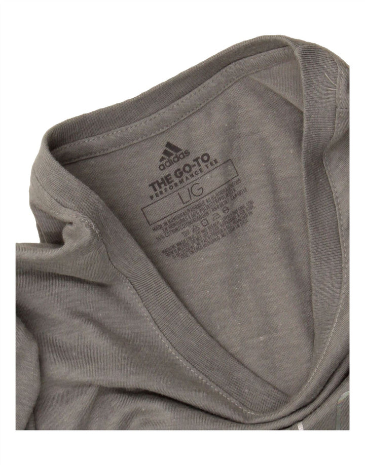 ADIDAS Womens Climalite Graphic T-Shirt Top UK 14 Large Grey Polyester Vintage Adidas and Second-Hand Adidas from Messina Hembry 