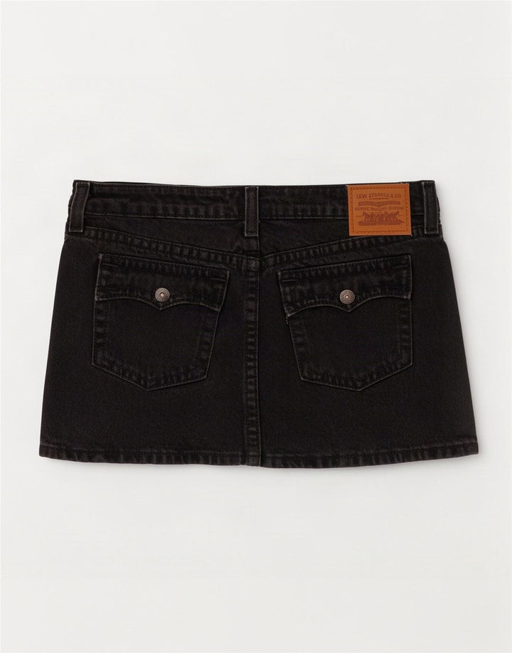 Levi's Mini Jupe En Jean Femme W28 Gris Moyen Coton
