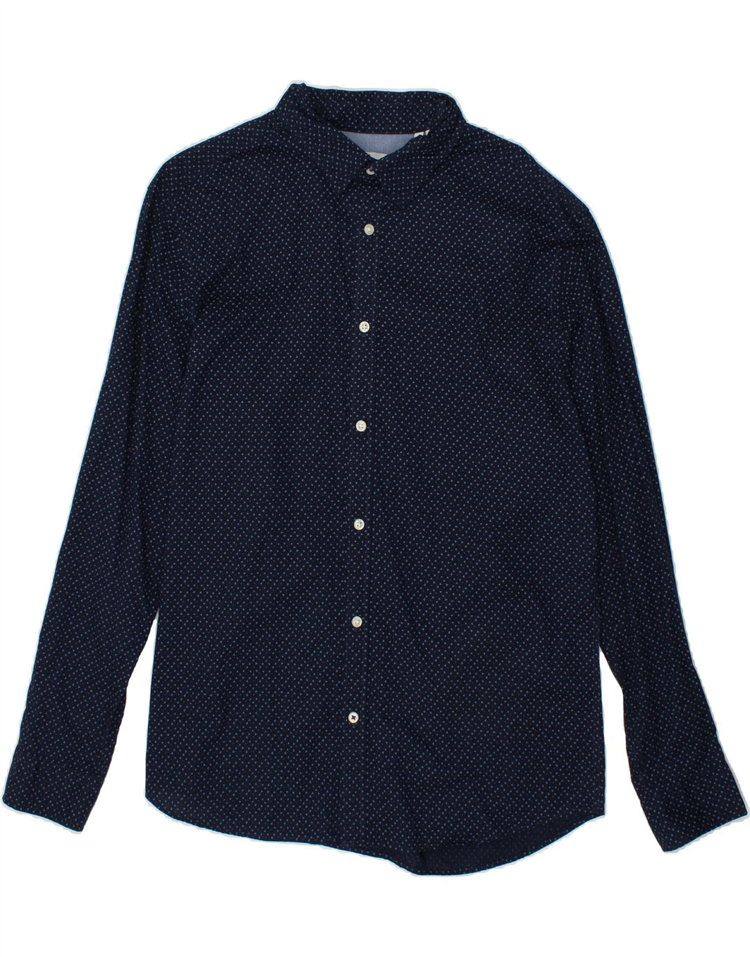 JACK & JONES Mens Shirt XL Navy Blue Geometric Cotton Vintage Jack & Jones and Second-Hand Jack & Jones from Messina Hembry 