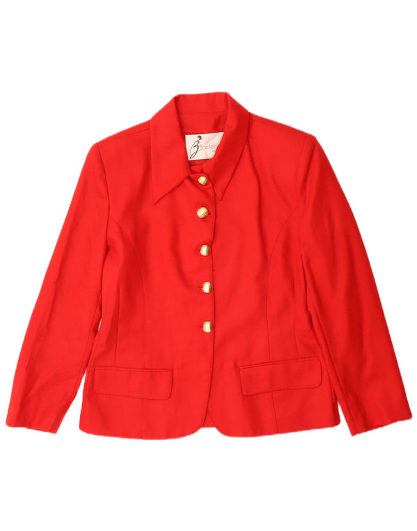 vintage Femme 5 Bouton Blazer Veste IT 44 Moyen Rouge Laine Classique