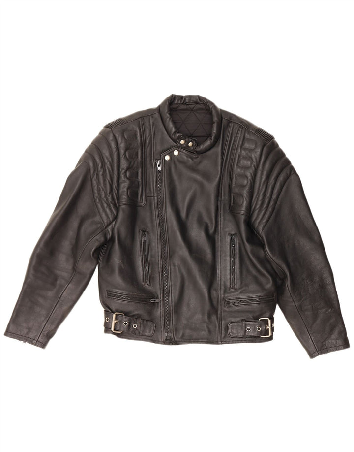 vintage Mens Moto Cuir Biker Jacket UK 36 Petit Cuir Noir