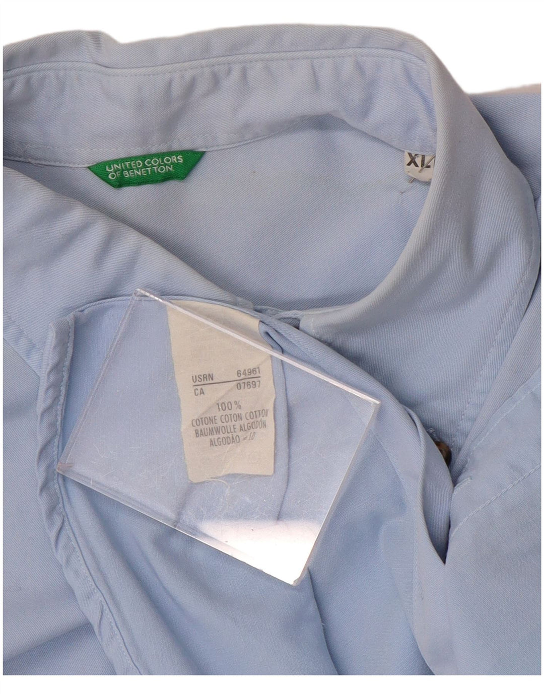 Benetton Chemise Homme XL Bleu Coton