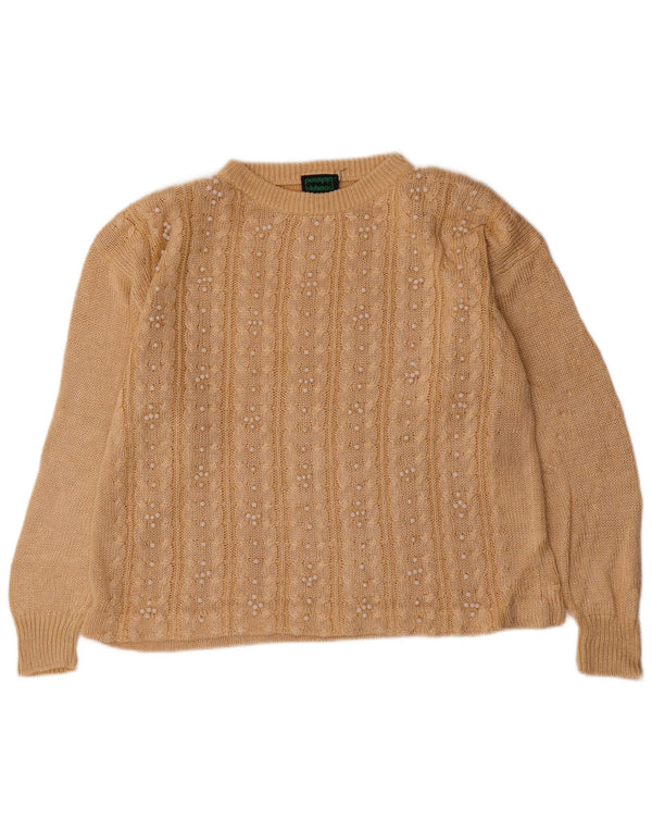 Bluhmod Pull ample à col rond pour femme UK 16 Grand lin beige