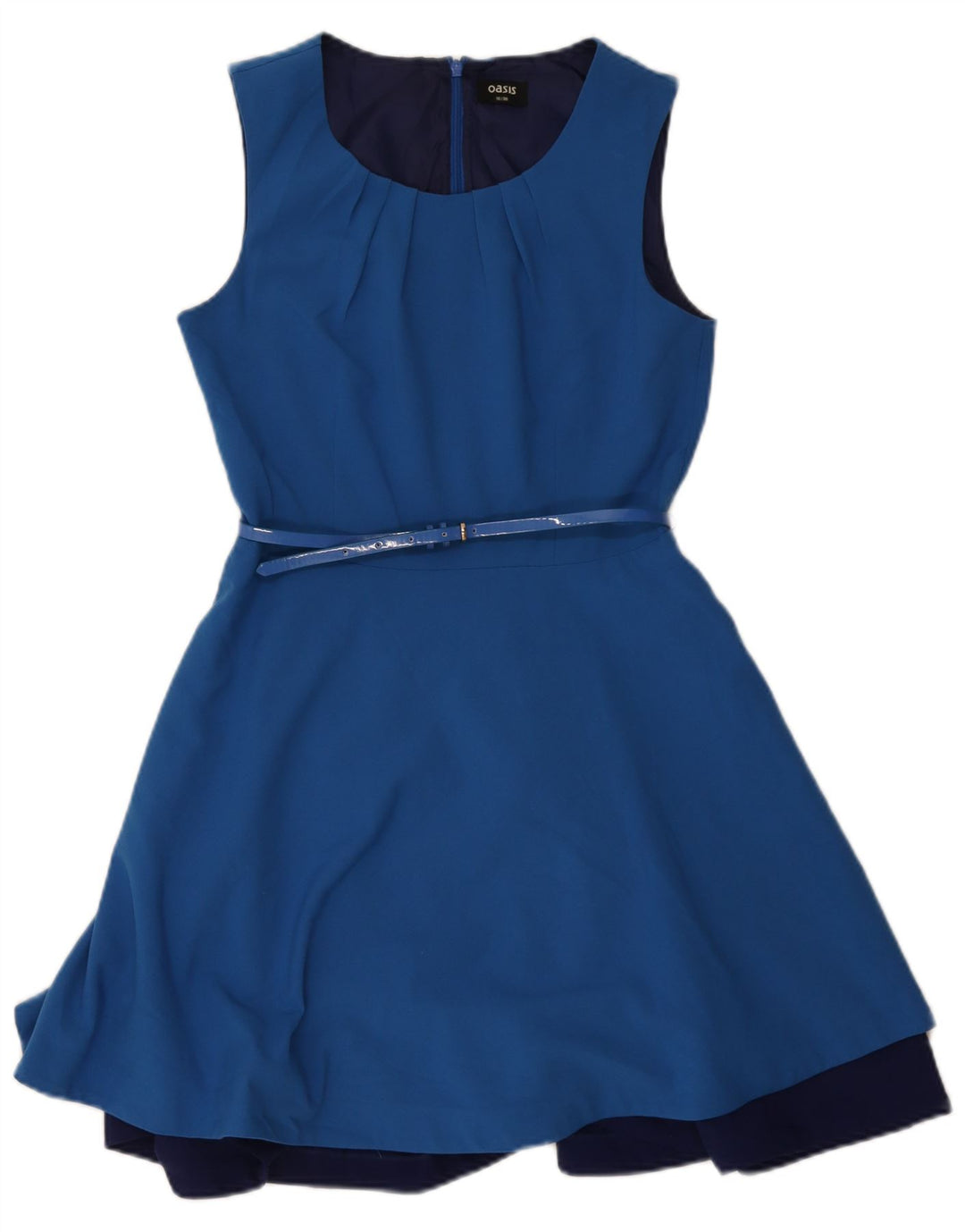 Oasis Robe trapèze sans manches pour femme UK 10 Petit Bleu Polyester