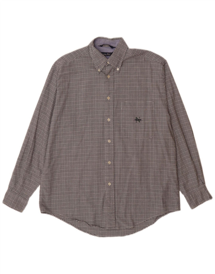 NAUTICA Chemise Flanelle Homme Bleu Marine Moyen Pied-de-Poule Coton
