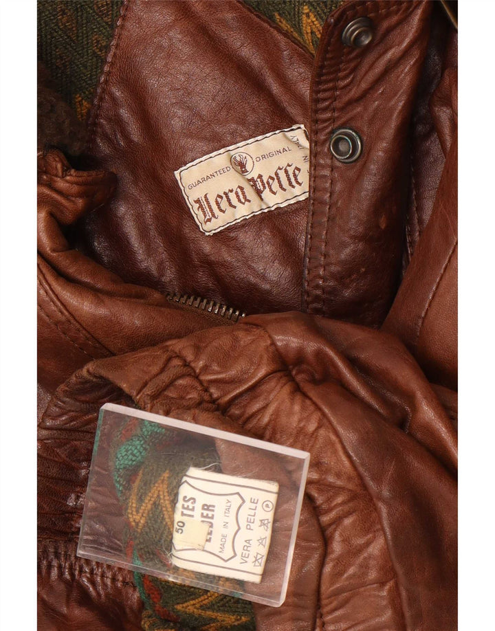 veste en cuir homme vintage IT 50 Grand Marron