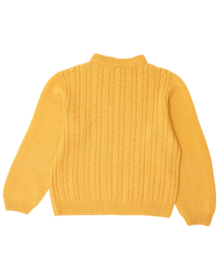 VINTAGE Pull col roulé femme UK 14 Grand Jaune