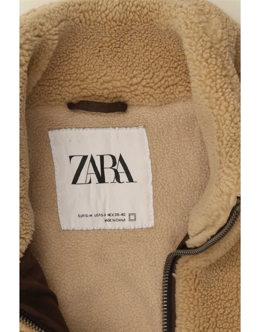 Zara Veste polaire homme UK 38 Polyester beige moyen