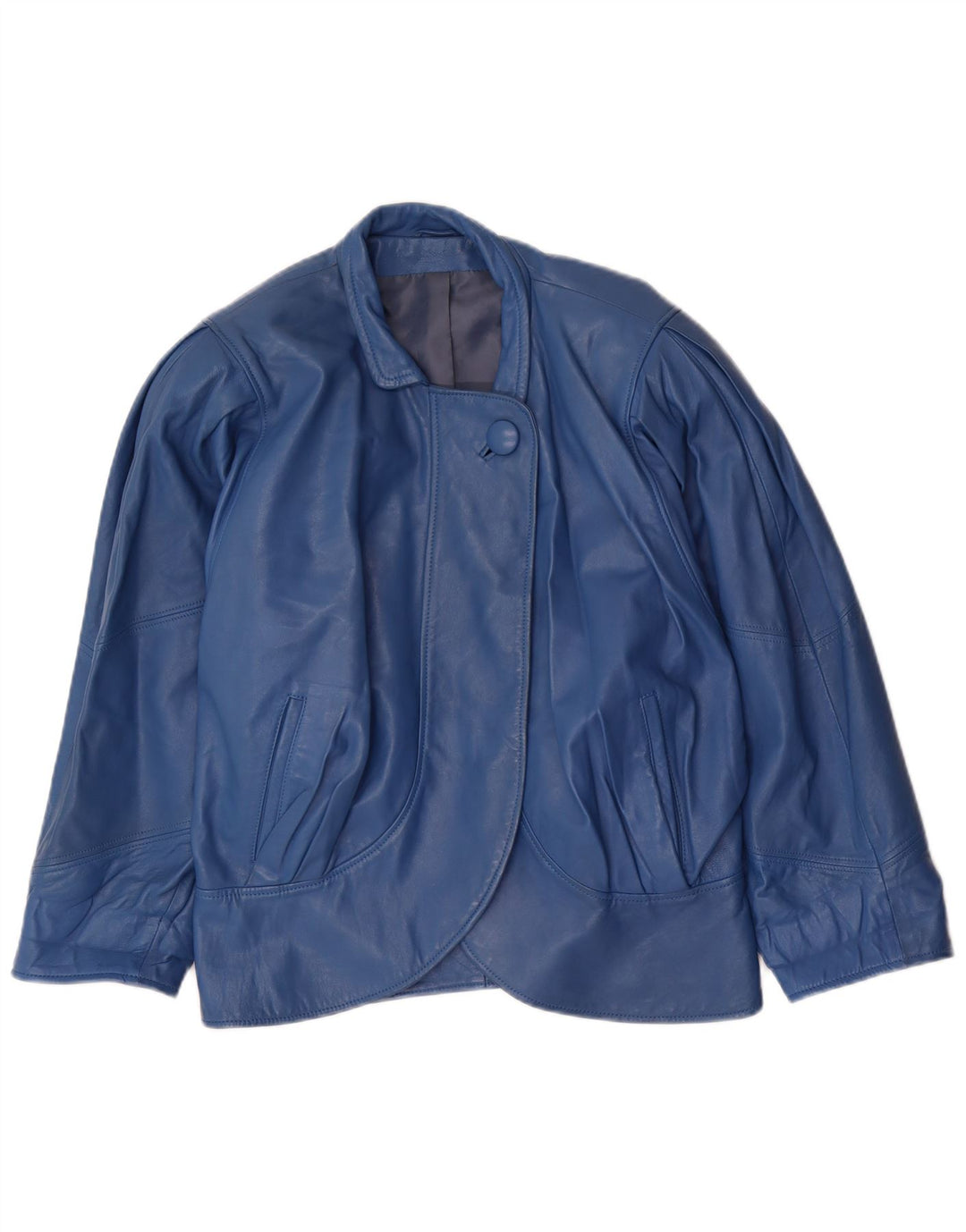 veste en cuir surdimensionnée femme vintage EU 34 XS Bleu