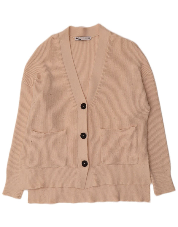 Zara Cardigan surdimensionné pour femme UK 10 Petit Beige