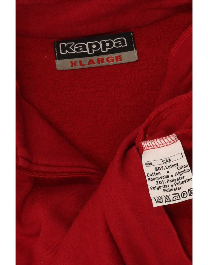 Kappa Homme Zip Neck Sweatshirt Jumper XL Rouge Coton