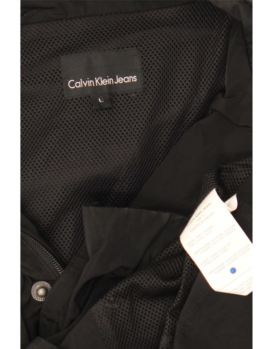 Calvin Klein Jeans Mens Military Jacket UK 40 Large Black Polyester