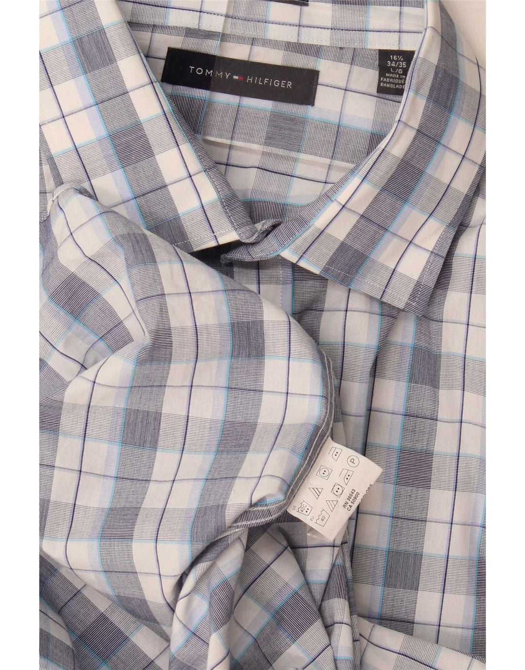 Tommy Hilfiger Chemise Homme Taille 16 1/2 Grand Carreau Bleu