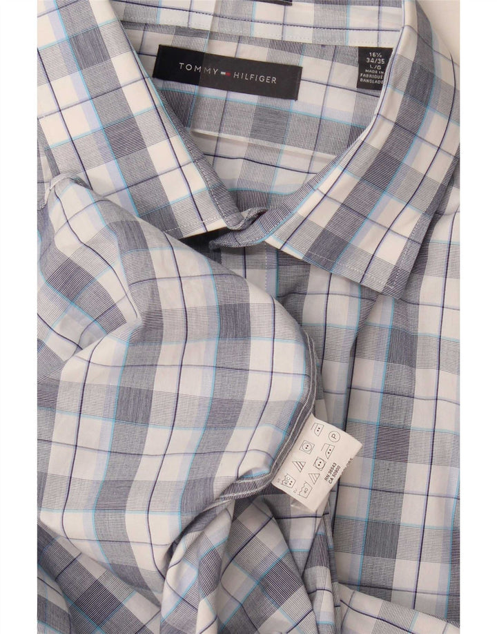 Tommy Hilfiger Chemise Homme Taille 16 1/2 Grand Carreau Bleu