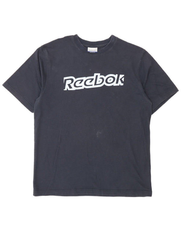 Reebok Mens Graphic T-Shirt Top Large Navy Blue Cotton