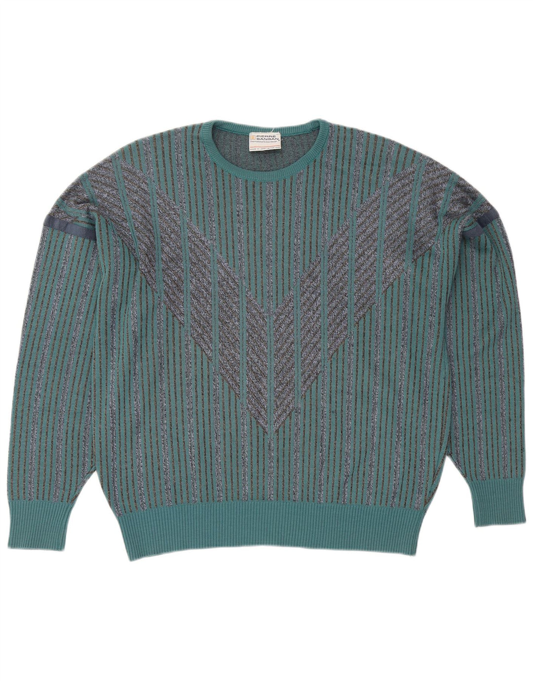 PIERRE SANGAN Pull col rond homme grand bleu rayé acrylique