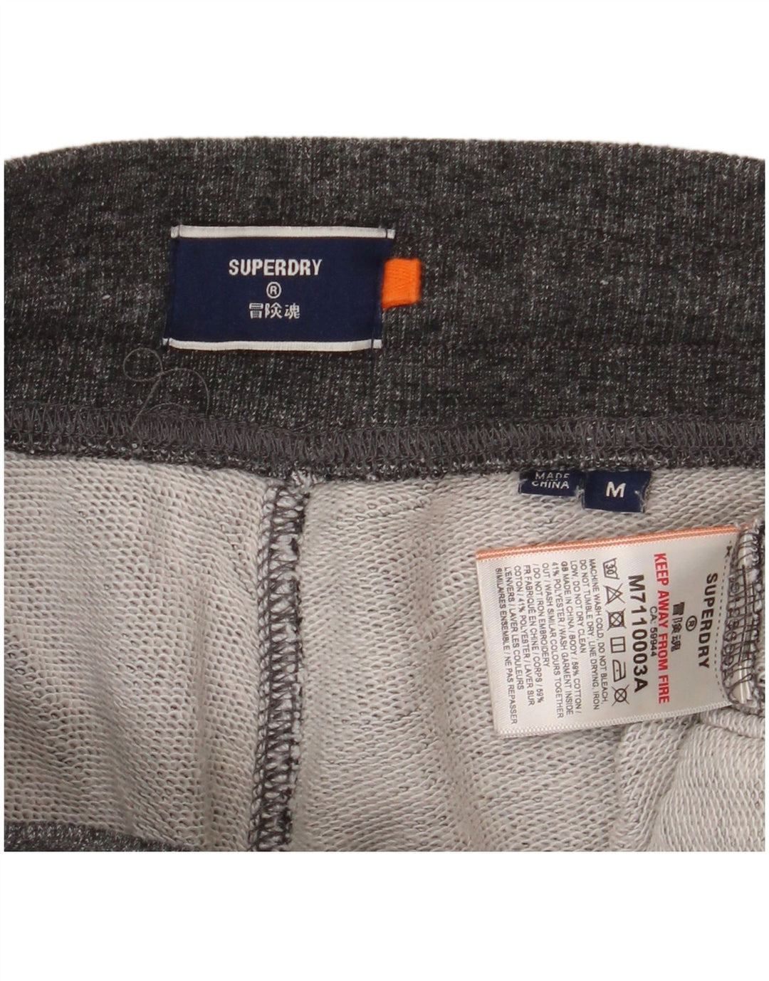Superdry Short de Sport Homme Gris Moyen Coton