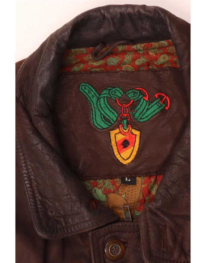 veste en cuir homme vintage UK 40 Grand Marron