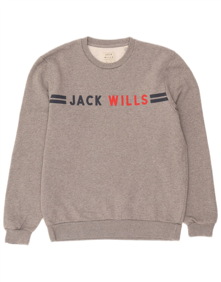 Jack Wills Sweat-Shirt Graphique Homme Gris Moyen Moucheté Coton