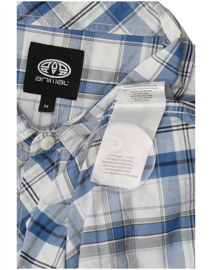 Chemise à Manches Courtes Homme Animal Coton à Carreaux Bleu Moyen