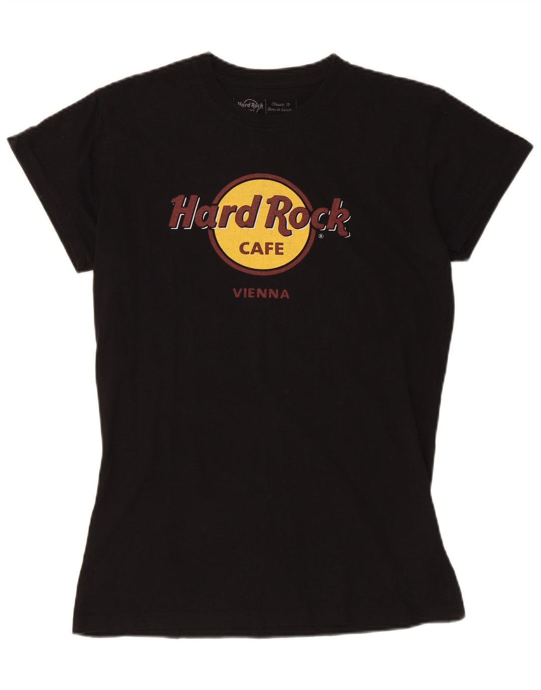 HARD ROCK CAFE T-shirt graphique Vienna pour femme UK 14 Grand coton noir