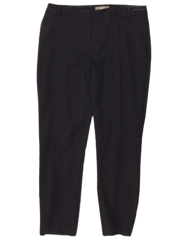 Oasis Pantalon Chino Slim Femme UK 12 Moyen W32 L27 Bleu Marine Coton