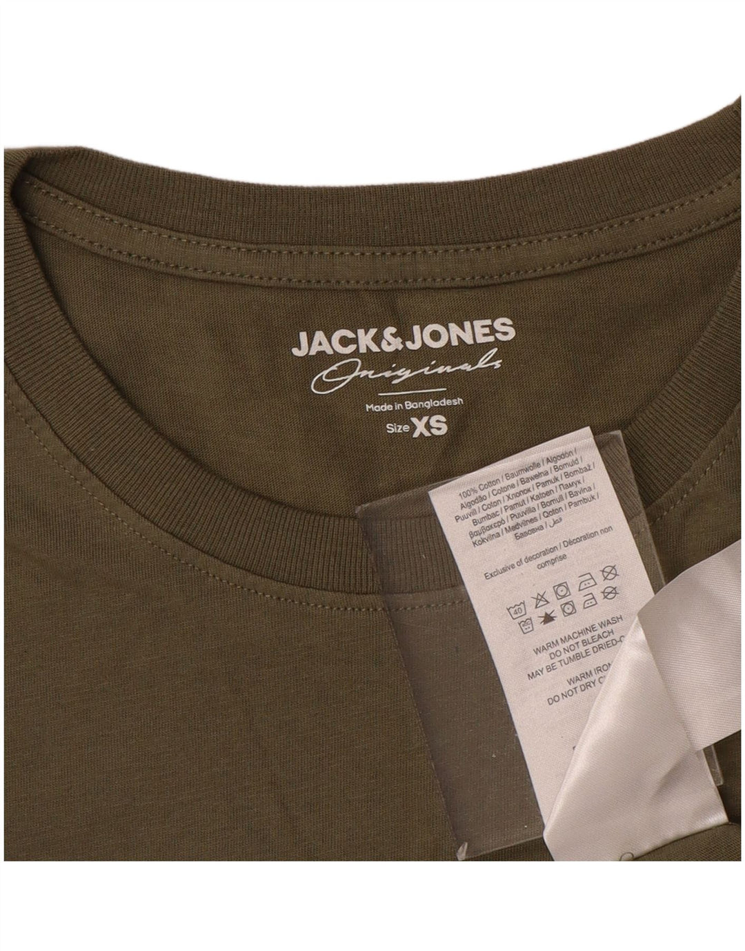 JACK & JONES T-Shirt Top XS Kaki Coton Homme