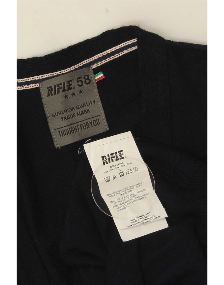 Rifle Mens Cardigan Pull Petit Bleu Marine Acrylique