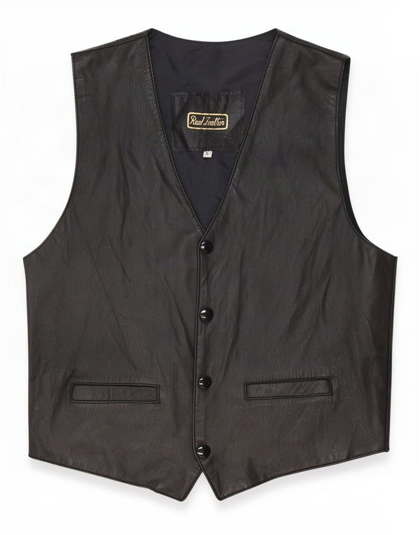 gilet en cuir homme vintage grand noir