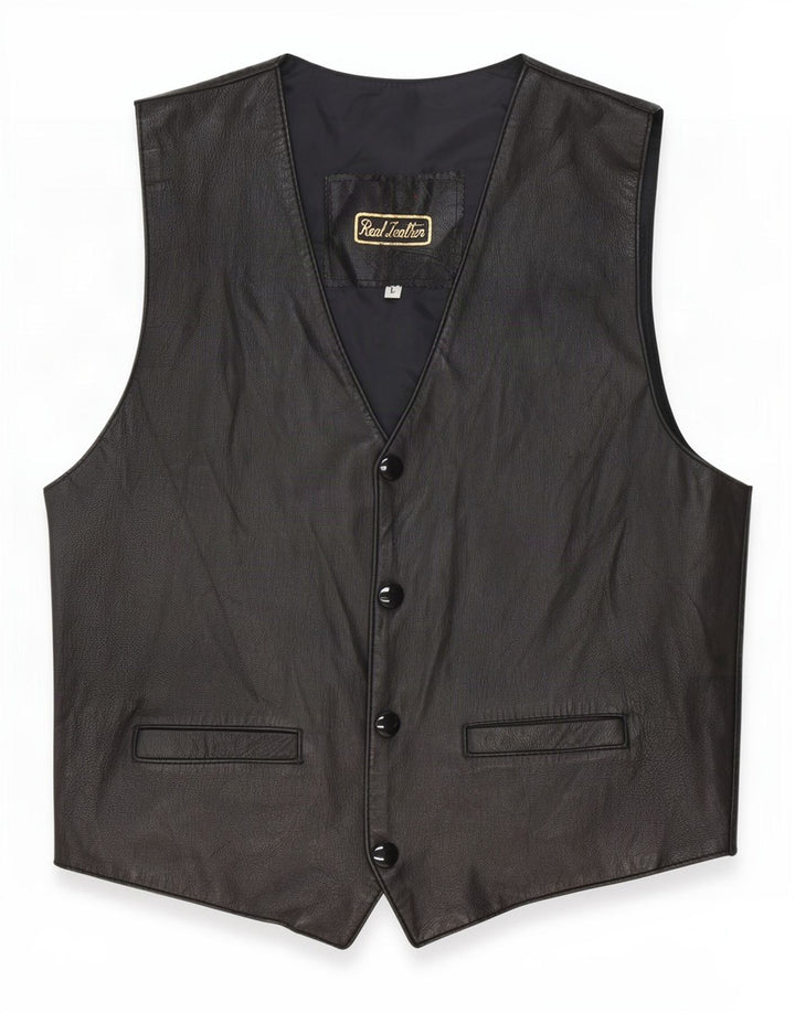 gilet en cuir homme vintage grand noir