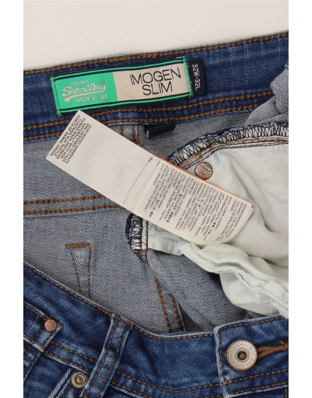 Superdry Jean Slim Imogen Femme W32 L32 Bleu Coton