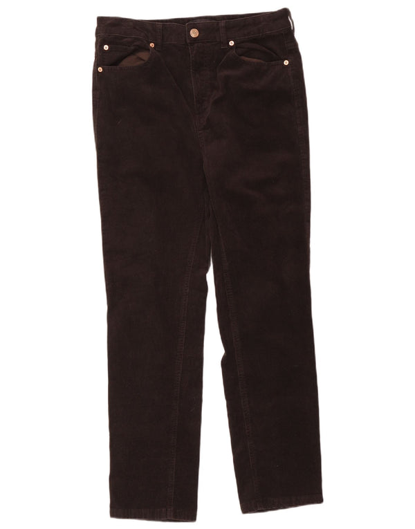 Marks & Spencer Pantalon taille haute en velours côtelé pour femme UK 14 Large W32 L27 Bro