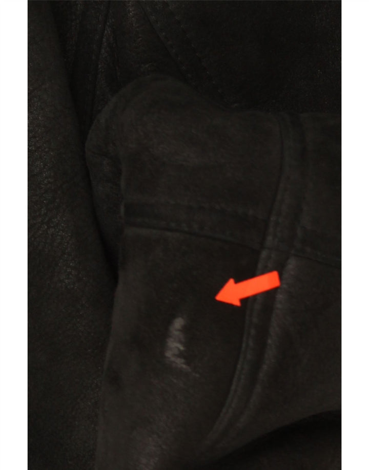 veste en peau de mouton homme vintage IT 54 2XL peau de mouton noire