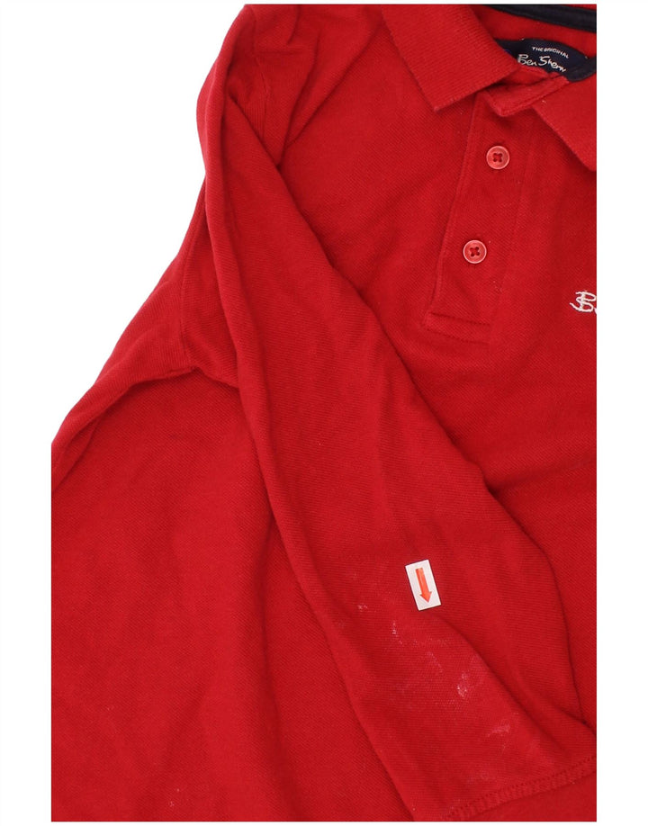 BEN SHERMAN Polo graphique à manches longues pour garçon 6-7 ans en coton rouge