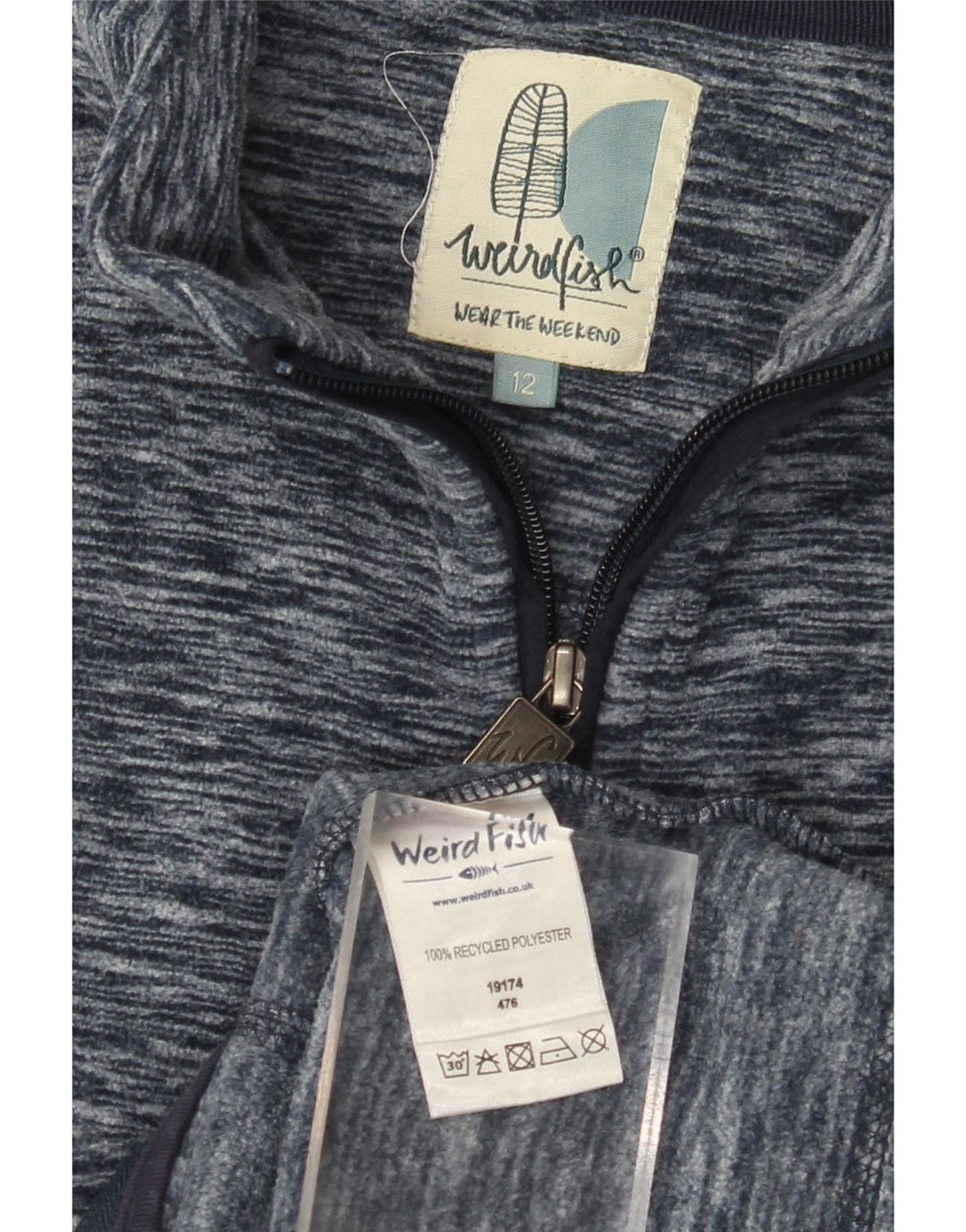 WEIRD FISH Veste Polaire Femme UK 12 Medium Bleu Marine Moucheté Polyester