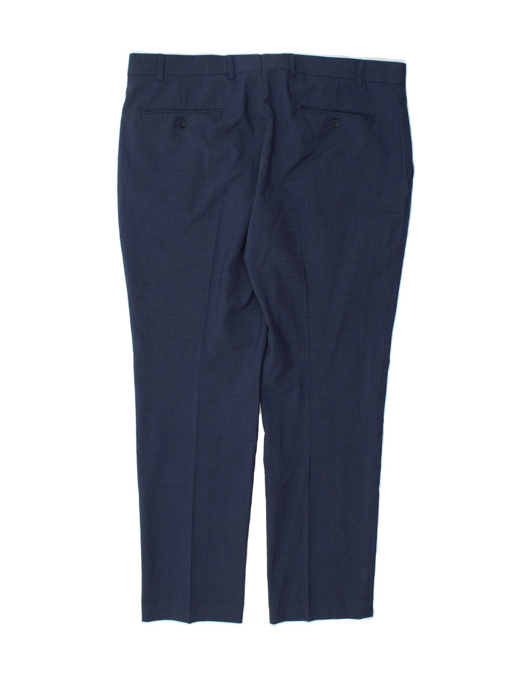 PENGUIN Mens Slim Suit Trousers W38 L30 Navy Blue Gingham Wool Vintage Penguin and Second-Hand Penguin from Messina Hembry 