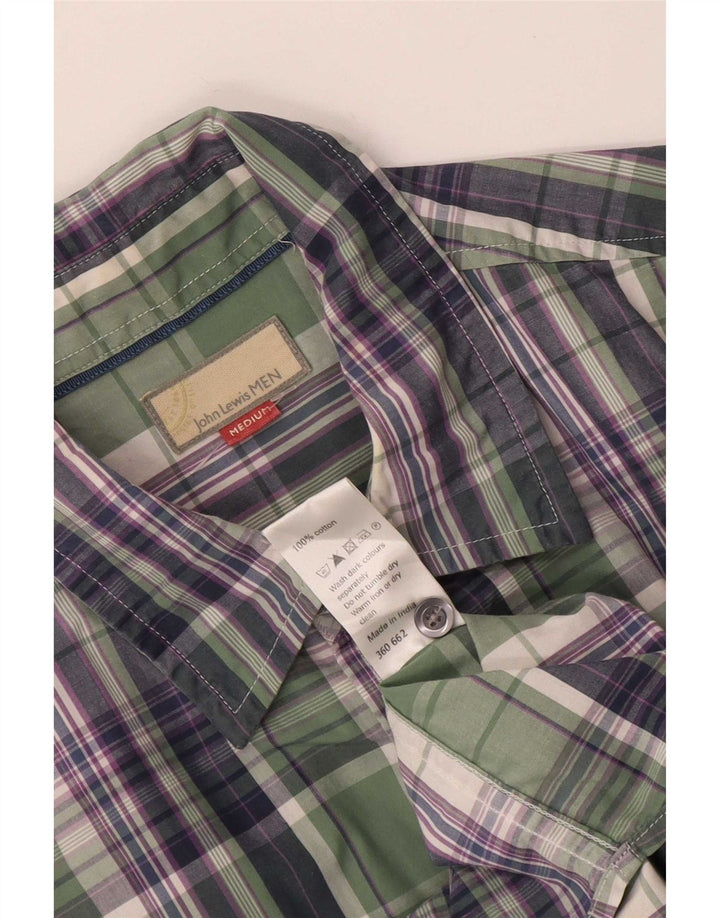 John Lewis Chemise à manches courtes pour homme en coton à carreaux vert moyen