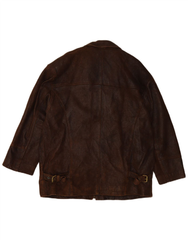 VINTAGE Veste en cuir homme UK 40 Grand cuir marron