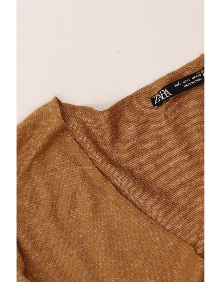 Zara Femme Top Manches Longues UK 14 Large Marron