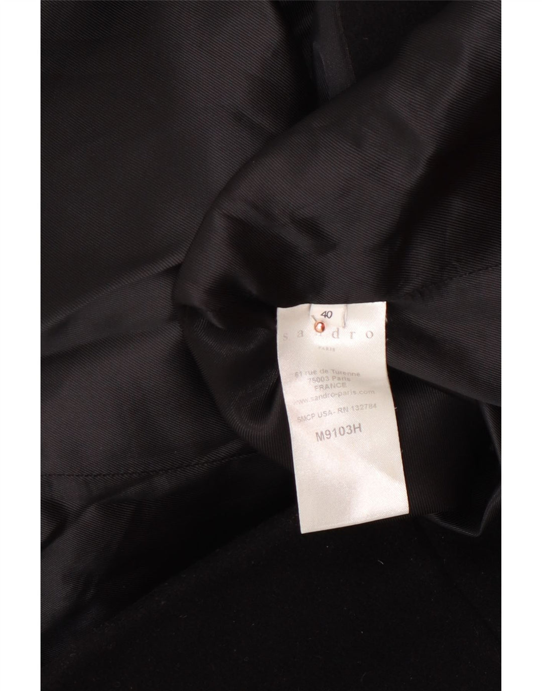 SANDRO Manteau à capuche pour femme EU 40 Laine noire moyenne