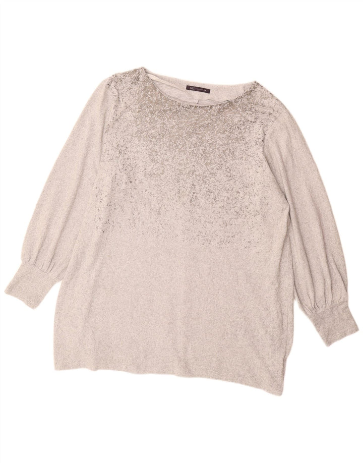 MARKS & SPENCER Womens Sweatshirt Jumper UK 22 3XL Grey Flecked Polyester