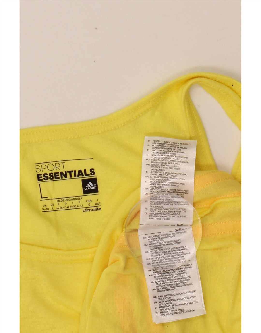ADIDAS Femmes Climalite Débardeur UK 16/18 Grand Jaune Polyester