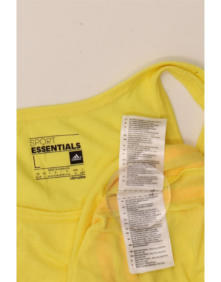 ADIDAS Femmes Climalite Débardeur UK 16/18 Grand Jaune Polyester