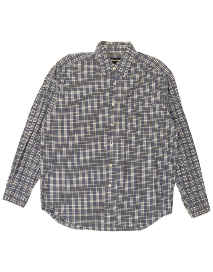 EDDIE BAUER Chemise Flanelle Homme Bleu Moyen Carreaux Coton