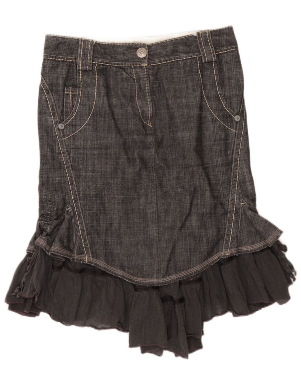 jupe en denim asymétrique femme vintage IT 46 Large W33 Coton Gris