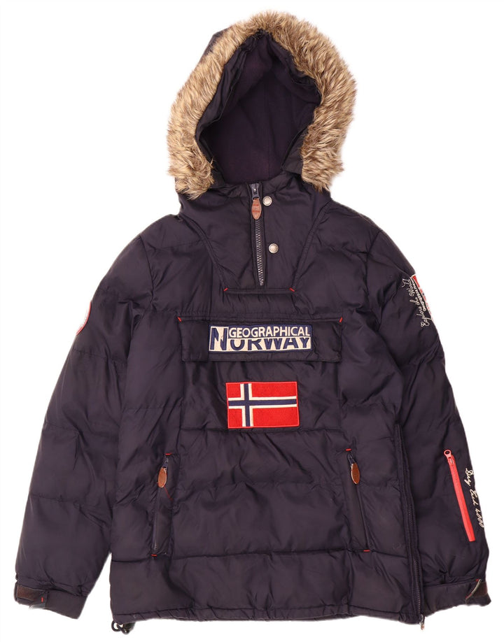 Norvège Veste matelassée Anorak à capuche pour homme UK 36 Petit Bleu Marine Polyester